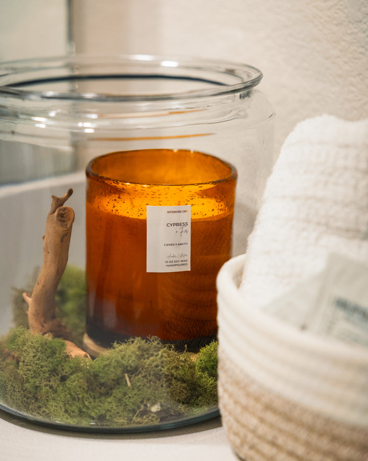 Cypress & Fir soy candle by Interiors DBK.