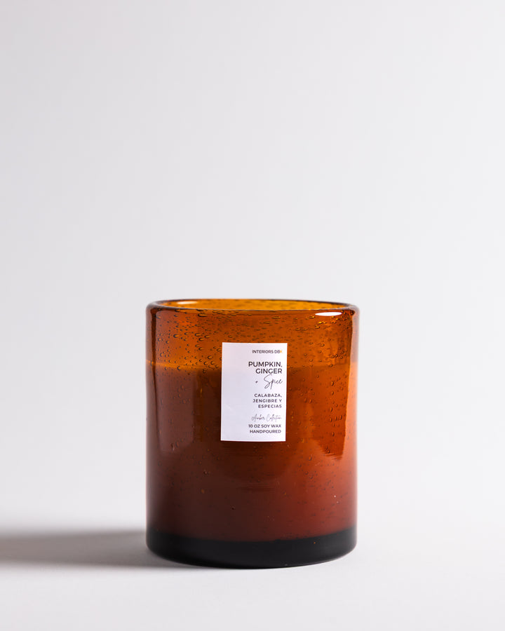Handmade pumpkin ginger and spice soy wax candle.