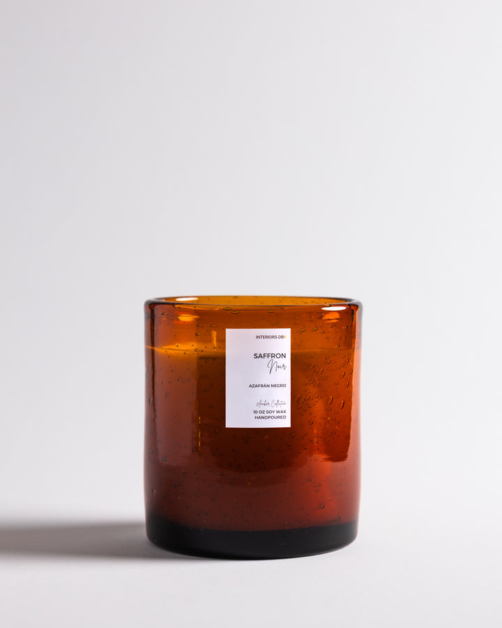 Saffron Noir soy wax candle, handmade with non toxic ingredients. 
