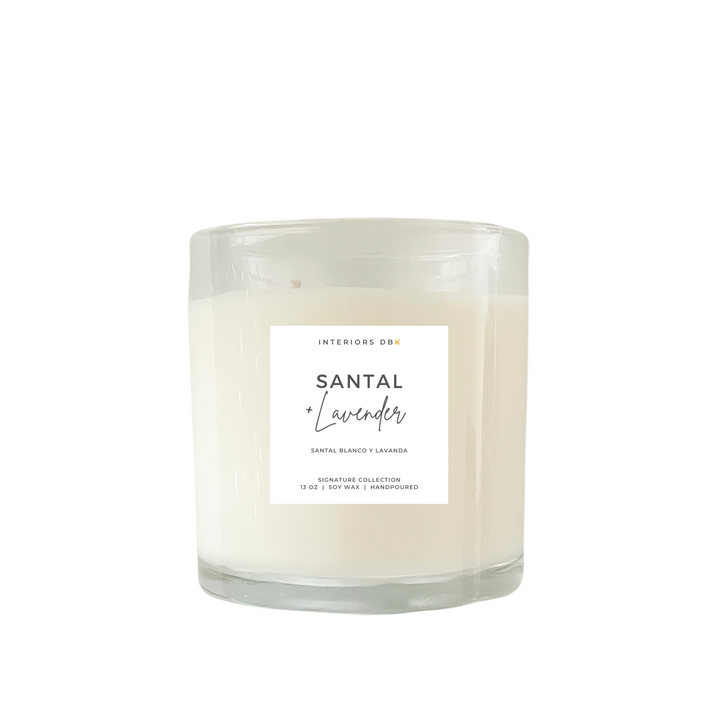 Large Santal & Lavender Soy Candle from our Signature Collection. Luxurious, handcrafted, non-toxic, vegan, and phthalate-free, with soothing and earthy scent notes.