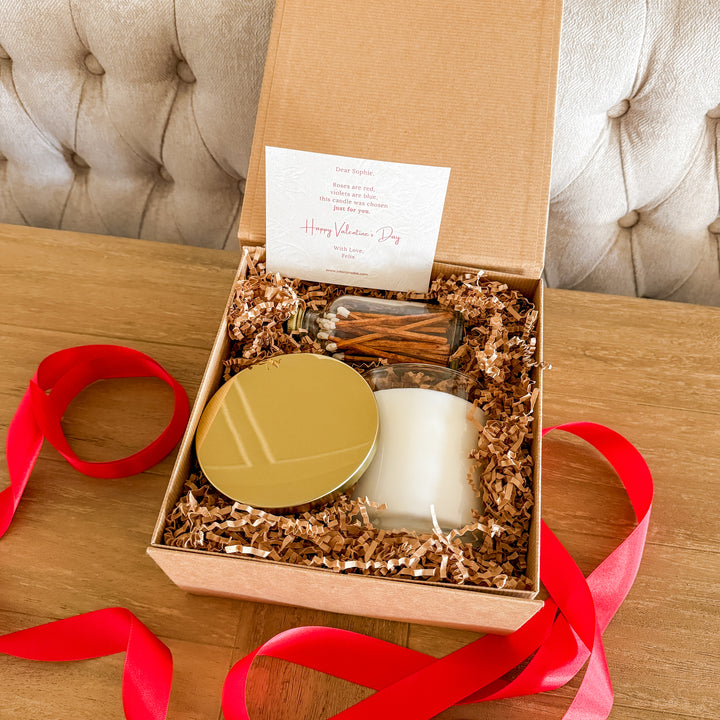 Luxury Valentine’s Day soy candle gift set by Interiors DBK