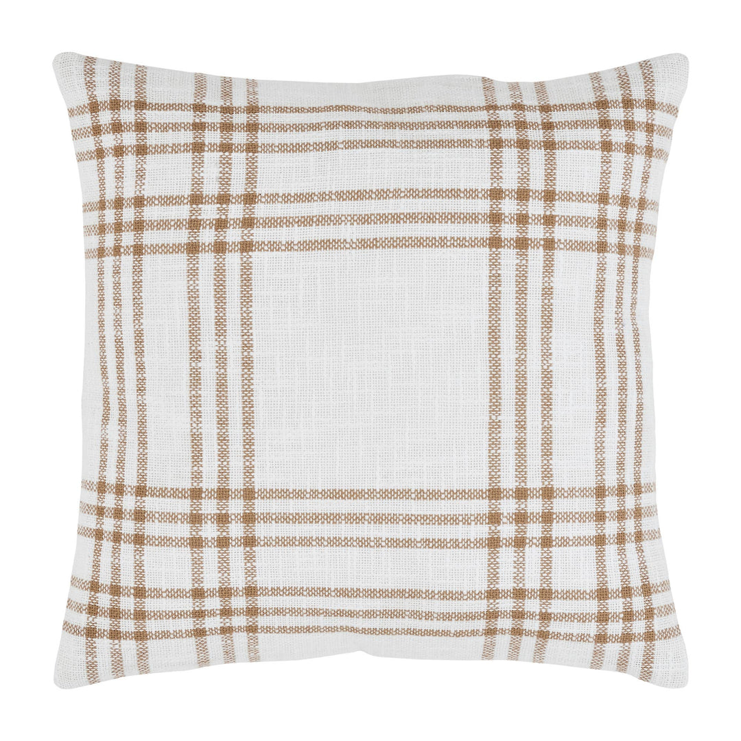 Wheat Plaid Fabric Pillow 18x18