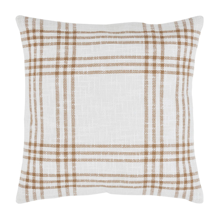 Wheat Plaid Fabric Pillow 18x18