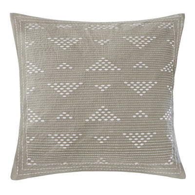 Embroidered Square 18x18" Throw Pillow with Filling, Taupe