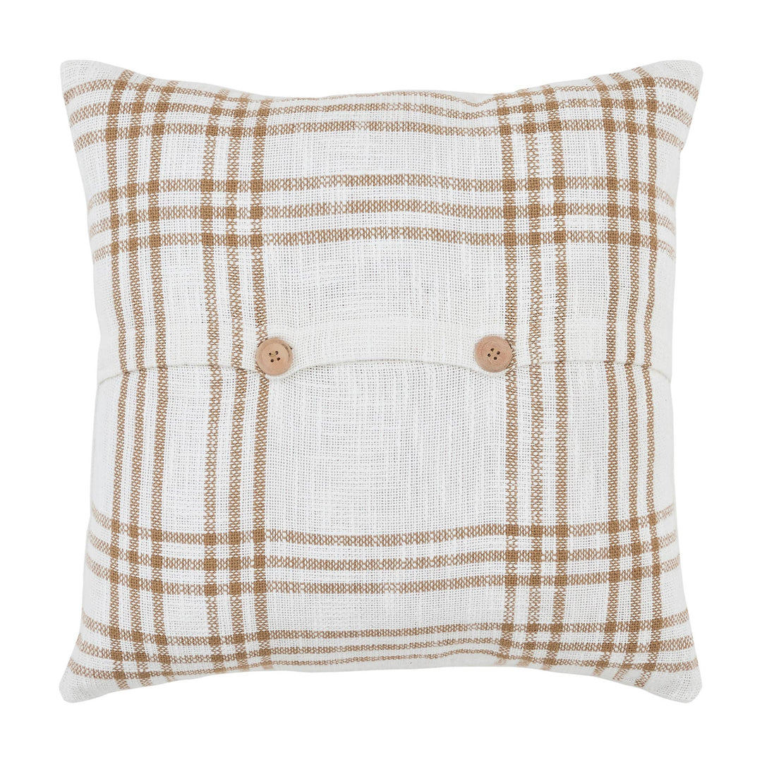 Wheat Plaid Fabric Pillow 18x18