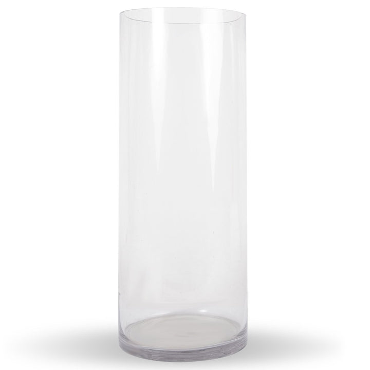 Clear Glass Cylinder Vase, 8"H