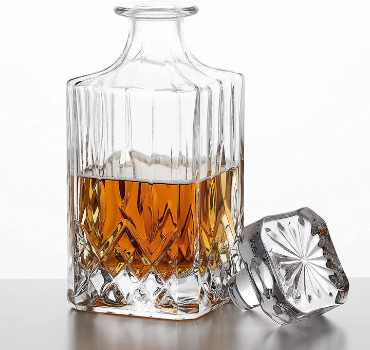 Diamond-Cut Liquor Decanter And Glassware Set, Gift Set