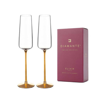 Diamante Crystal Champagne Flutes, Gift Set