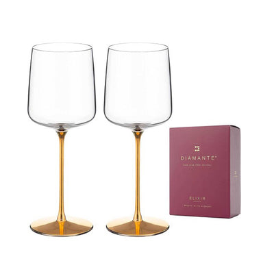 Diamante Crystal Wine Glasses, Gift Set
