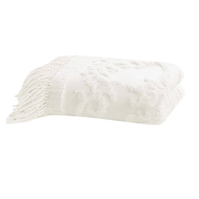 White Soho Cotton Tufted Throw Blanket