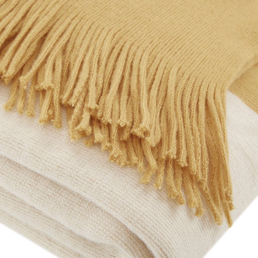 Harbor Yellow Throw Blanket, soft cashmere-like throw blanket