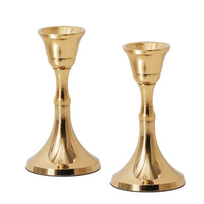 Gold Taper Candle Holder Set