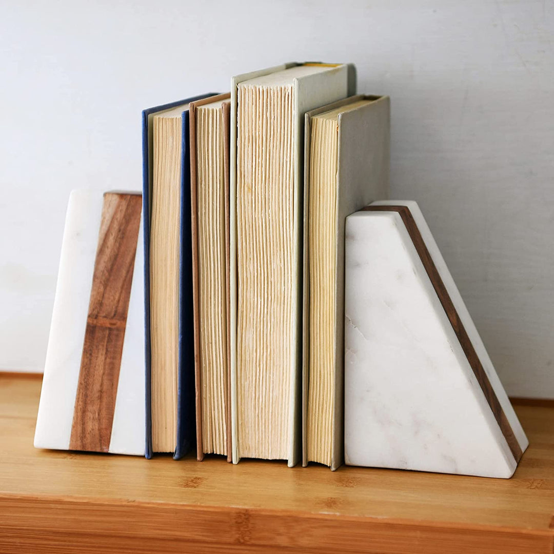 Marble and wood bookends, Stylish Bookends, Sturdy and durable bookends